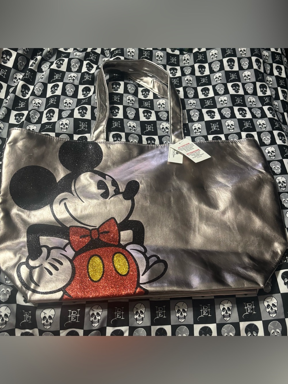 2013 Disney Parks Disneyland Metallic Solver Mickey Glitter Tote Bag
